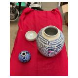 Blue and White Vase and Ginger Jar