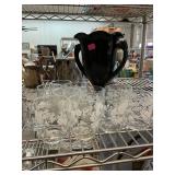 Black Oynx Vase and Vintage Glasses