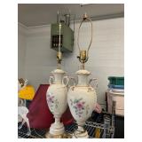 Pair of Lamps with Red Shades