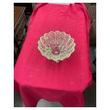 Painted Crackle Glass Footed Bowl