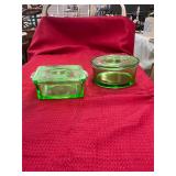 Green Depression Glass Refrigerator Dishes