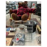 Shelf, Bear, and Dog Food Bowls