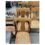 3 Antique Oak Wooden Chairs