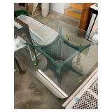 Vintage Green Rattan Base Square Glass Table