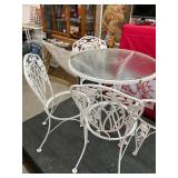 Iron Glass Top Table & 4 Chairs