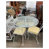 Outdoor Wrought Iron Glass Top Table & Chairs