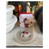 Hand Painted Snowman Mug & Plates