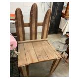 Antique Wooden Skis Sitting Chair