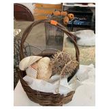 Vintage Basket with Shell Decor