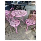 Pink Iron Table with 2 Chairs