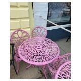 Pink Iron Table with 3 Chairs