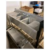 Triple Basin Stainless Sinks with Shelves