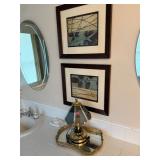 Two Piece Art, Lamp and Tray Lot