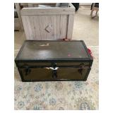 Vintage Chest with Antique China and Silver Plate