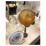 Amber Candle Holder, Shade, Plate, Oil Lamp