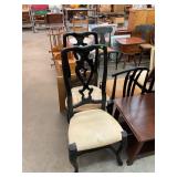 Pair of Black Lacquered Cushioned Chairs