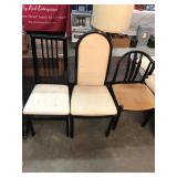 2 Vintage Black Lacquered Cushioned Chairs Lot