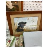 Signed Hunting Dog Watercolor Painting Art