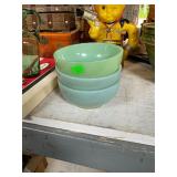 Jadite and Azutite Fire King Oven Bowls Lot