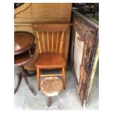 Antique Wooden Chair with Vintage Foot Stool