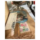 Vintage Scrap Book Cards and Mathews Funeral Fans