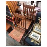 Pair of Antique Wooden Cane Chairs