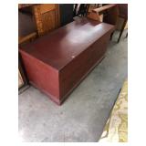 Asian Art Wooden Cedar Chest Vintage Contents