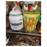 Moose Cookie Jar and Enamel Cracker Jar