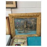 Antique Reverse Glass Painting in Frame