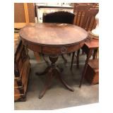 Antique Wooden Round Barrel Table