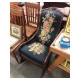 Antique Needlepoint Rocking Chair
