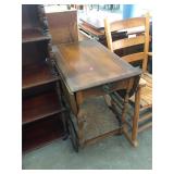 Vintage Wooden Drop-Side Serving Tea Cart