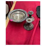 Weighted Sterling Candle Holders & Candy Dish