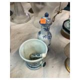 Delft Made in Holland Mortar and East Asian Vase