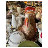 Stuffed Turkey and Metal Yard Bird Decor Lot