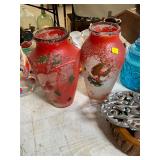 Pair of Antique Goofus Painted Vases