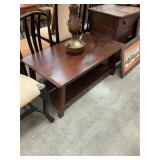 Wooden Coffee Table and Lamp