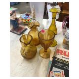 Collectible Amber Colored Glass Lot