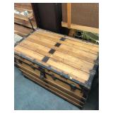 Antique Large Wooden Chest Vintage Christmas