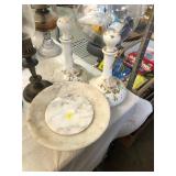 Marble Bowls and Antique Decanters
