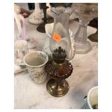 3 Piece Antique China and Oil Lamp