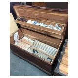 Vintage Large Wooden Chest with Contents