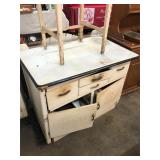 Project Antique Enamel Top Cabinet