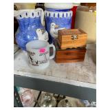 Wooden Boxes, Vintage Mug, Duck Pitcher Canister