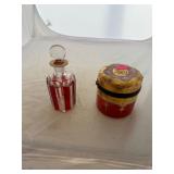 Ruby Red Antique Dresser Jar and Perfume Bottle