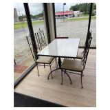 Iron and Milk Glass Table and Chairs Antique Rare