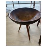Antique Dough Bowl on Stand