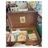 Antique Small Trunk with Vintage Cards