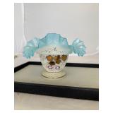 Antique Painted Art Glass Bowl