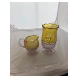 2 Piece EAPG Yellow Amber Glass Lot